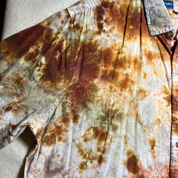 Men’s 2XL Regular Fit Short Sleeve Button Down Shirt Tie Dye Old Navy Festival - Picture 5 of 14